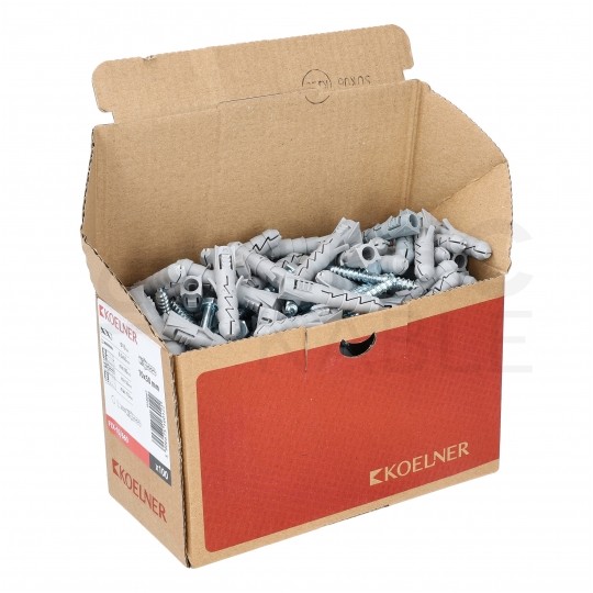 Kołki rozporowe FIX 10x50mm z wkrętem HEX 6x60mm z łbem sześciokątnym do betonu, cegły, gazobetonu KOLENER 100szt