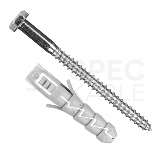 Kołki rozporowe FIX 10x50mm z wkrętem HEX 6x60mm z łbem sześciokątnym do betonu, cegły, gazobetonu KOLENER 100szt