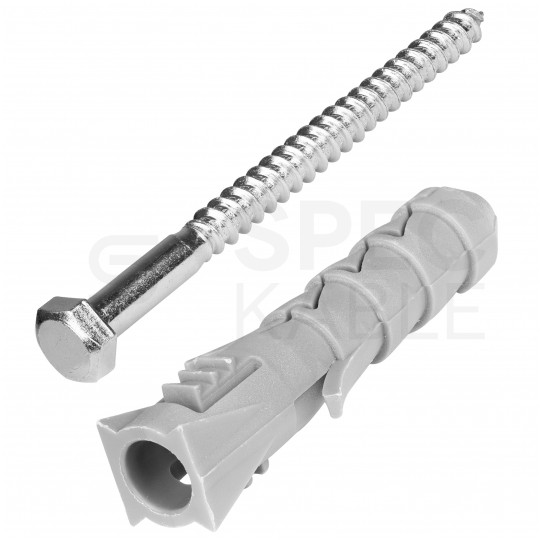 Kołki rozporowe FIX 10x50mm z wkrętem HEX 6x60mm z łbem sześciokątnym do betonu, cegły, gazobetonu KOLENER 100szt