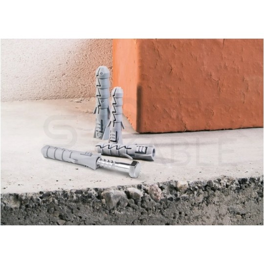 Kołki rozporowe FIX 10x50mm z wkrętem HEX 6x60mm z łbem sześciokątnym do betonu, cegły, gazobetonu KOLENER 100szt