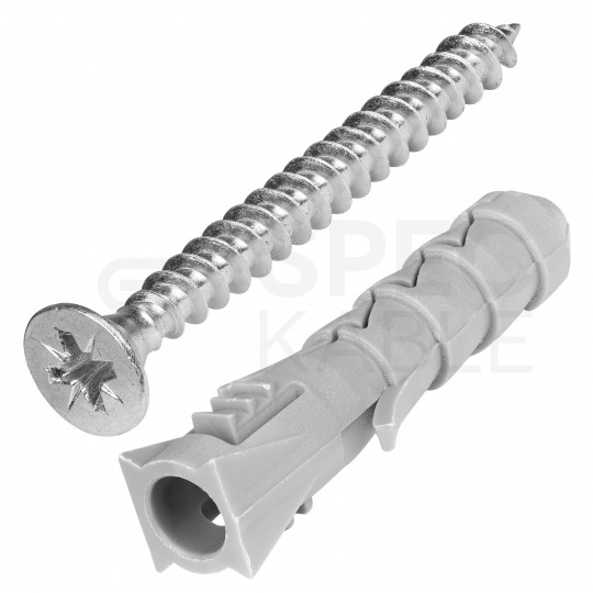 Kołki rozporowe FIX 8x40mm z wkrętem PZ 5x50mm z łbem stożkowym do betonu, cegły, gazobetonu KOLENER 200szt