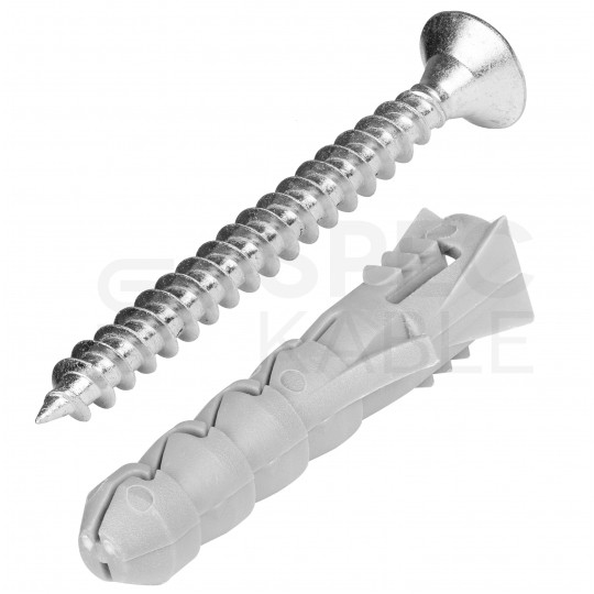 Kołki rozporowe FIX 8x40mm z wkrętem PZ 5x50mm z łbem stożkowym do betonu, cegły, gazobetonu KOLENER 200szt