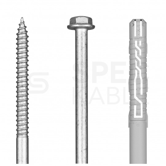 Kołki rozporowe ramowe 12x180mm z wkrętem z łbem sześciokątnym i gniazdem TORX do betonu, cegły ceramicznej i silikatowej KLIMAS 25szt