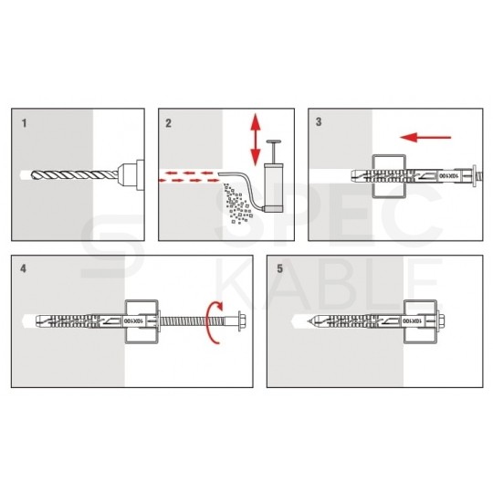 Kołki rozporowe ramowe 12x180mm z wkrętem z łbem sześciokątnym i gniazdem TORX do betonu, cegły ceramicznej i silikatowej KLIMAS 25szt