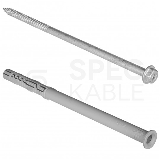 Kołki rozporowe ramowe 12x180mm z wkrętem z łbem sześciokątnym i gniazdem TORX do betonu, cegły ceramicznej i silikatowej KLIMAS 25szt