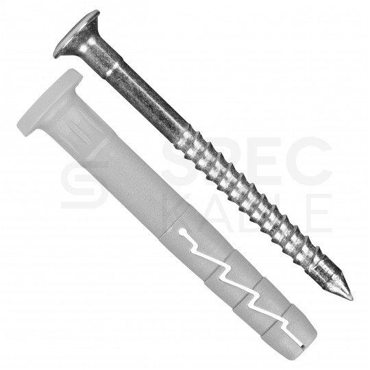 Kołki rozporowe szybkiego montażu FX-K 6x45mm z kołnierzem typu grzybek oraz gwoździem wbijanym do betonu, gazobetonu i cegły silikatowej KOELNER 100szt