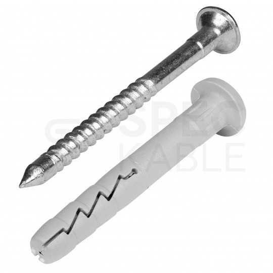 Kołki rozporowe szybkiego montażu FX-K 6x45mm z kołnierzem typu grzybek oraz gwoździem wbijanym do betonu, gazobetonu i cegły silikatowej KOELNER 100szt