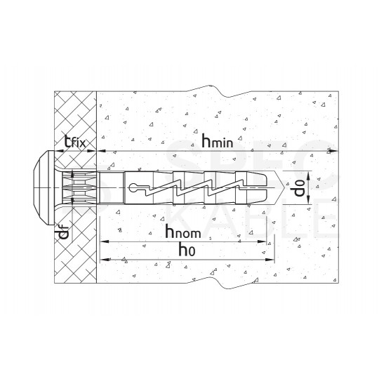 Kołki rozporowe szybkiego montażu FX-K 6x80mm z kołnierzem typu grzybek oraz gwoździem wbijanym do betonu, gazobetonu i cegły silikatowej KOELNER 100szt