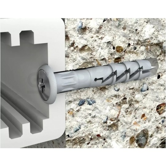 Kołki rozporowe szybkiego montażu FX-K 6x80mm z kołnierzem typu grzybek oraz gwoździem wbijanym do betonu, gazobetonu i cegły silikatowej KOELNER 100szt