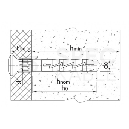 Kołki rozporowe szybkiego montażu FX-L 5x30mm z gwoździem wbijanym do betonu, gazobetonu i cegły silikatowej KOELNER 200szt