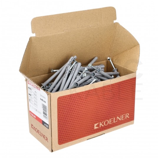 Kołki rozporowe szybkiego montażu FX-L 8x80mm z gwoździem wbijanym do betonu, gazobetonu i cegły silikatowej KOELNER 50szt