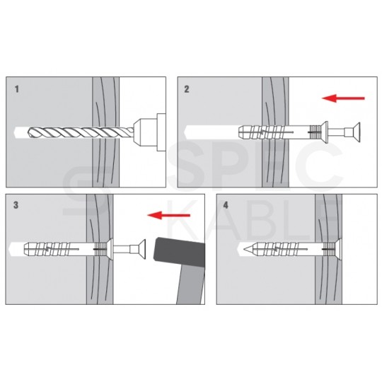 Kołki rozporowe szybkiego montażu SM 6x40mm z wkrętem wbijanym do betonu, cegły ceramicznej i silikatowej KLIMAS 200szt