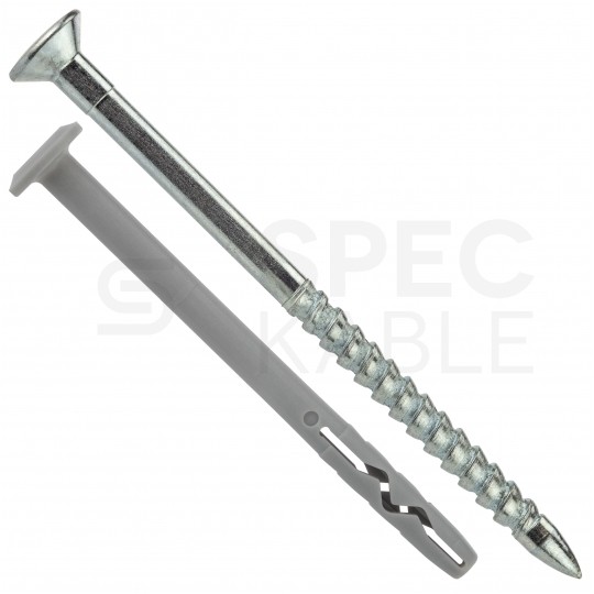 Kołki rozporowe szybkiego montażu SMK 6x40mm z kołnierzem oraz wkrętem wbijanym do betonu, cegły ceramicznej i cegły silikatowej KLIMAS 200szt