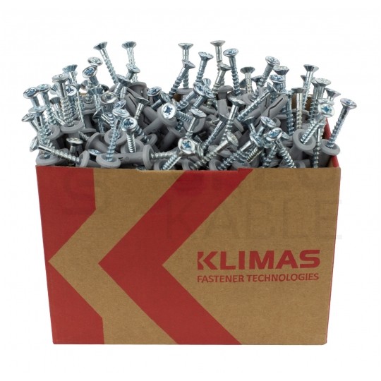 Kołki rozporowe szybkiego montażu SMK 6x60mm z kołnierzem oraz wkrętem wbijanym do betonu, cegły ceramicznej i cegły silikatowej KLIMAS 200szt