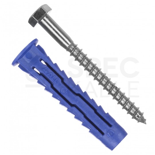 Kołki rozporowe uniwersalne 4ALL 12x60mm z wkrętem 8x100mm z łbem sześciokątnym do wszystkich typów podłoża RAWLPLUG 10szt