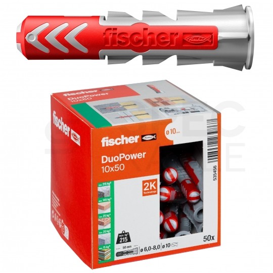 Kołki rozporowe uniwersalne DuoPower 10x50mm 2-składnikowe do wszystkich typów podłoża FISCHER 50szt