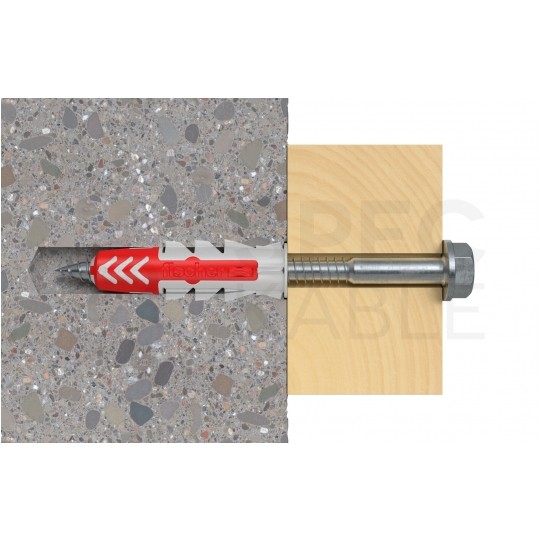 Kołki rozporowe uniwersalne DuoPower 6x50mm S 2-składnikowe z wkrętem PZ2 4,5x60mm z łbem stożkowem do wszystkich typów podłoża FISCHER 50szt