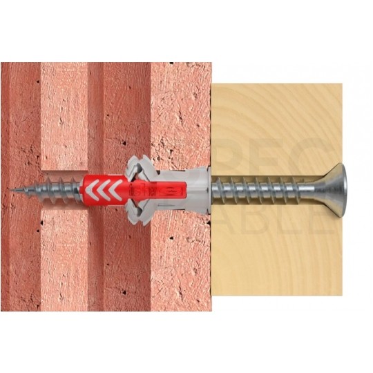 Kołki rozporowe uniwersalne DuoPower 8x40mm S 2-składnikowe z wkrętem PZ 5x55mm z łbem stożkowem do wszystkich typów podłoża FISCHER 50szt