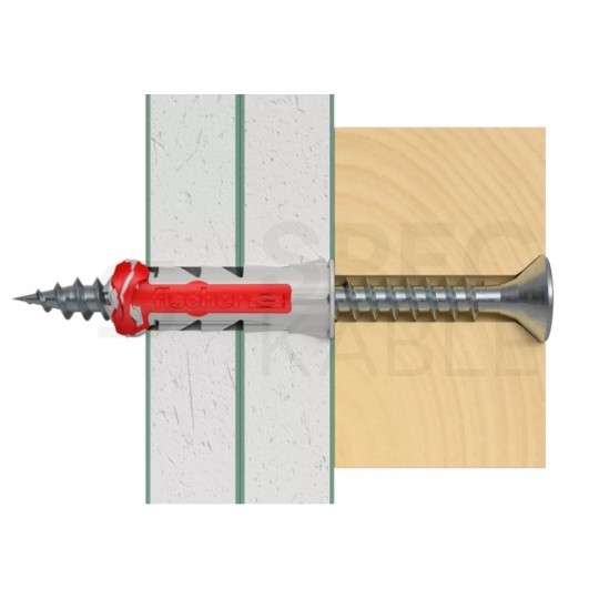 Kołki rozporowe uniwersalne DuoPower 8x40mm S 2-składnikowe z wkrętem PZ 5x55mm z łbem stożkowem do wszystkich typów podłoża FISCHER 50szt