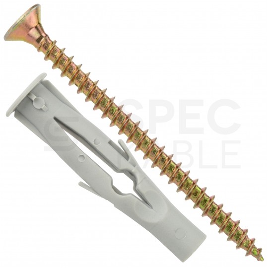 Kołki rozporowe uniwersalne RU 8x50mm z wkrętem PZ 4,5x60mm z łbem stożkowym do betonu, cegły, płyt G-K KLIMAS 100szt