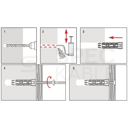 Kołki rozporowe uniwersalne SFXP 10x60mm z wkrętem PZ 6x80mm z łbem stożkowym do betonu, cegły, płyt G-K KLIMAS 50szt