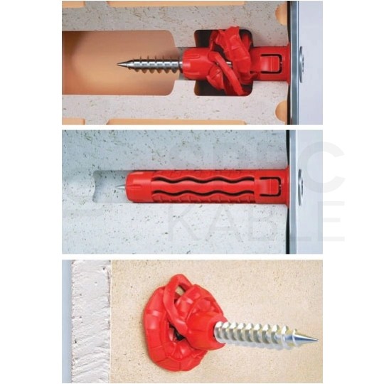 Kołki rozporowe uniwersalne SFXP 8x40mm z wkrętem PZ 5x60mm z łbem stożkowym do betonu, cegły, płyt G-K KLIMAS 100szt