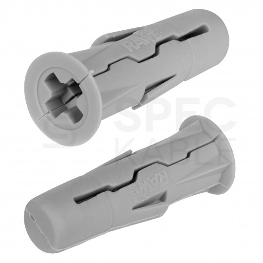 Kołki rozporowe uniwersalne UNO 10x36mm z wkrętem PZ 6x50mm z łbem stożkowym do wszystkich typów podłoża RAWLPLUG 100szt