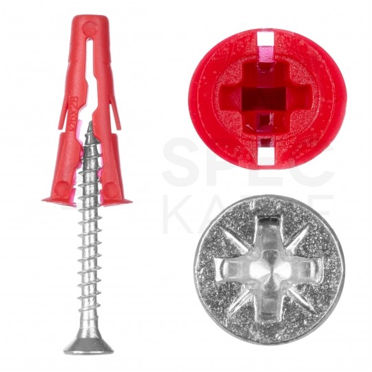 Kołki rozporowe uniwersalne UNO 6x28mm + wkręty PZ 4x45mm z łbem stożkowym do wszystkich typów podłoża RAWLPLUG 100szt