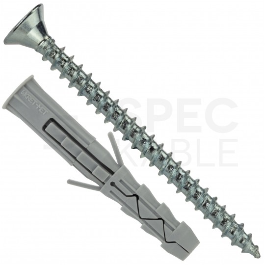 Kołki rozporowe wkręcane KRX 6x30mm z wkrętem PZ 3,5x35mm z łbem stożkowym do betonu, cegły ceramicznej i cegły silikatowej KLIMAS 200szt