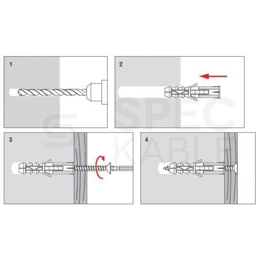 Kołki rozporowe wkręcane KRX 8x40mm z wkrętem PZ 4x50mm z łbem stożkowym do betonu, cegły ceramicznej i cegły silikatowej KLIMAS 100szt