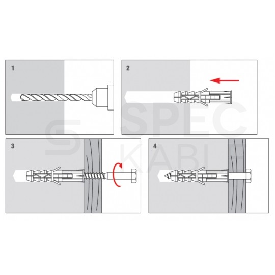 Kołki rozporowe wkręcane KRX 8x50mm z wkrętem PZ 5x60mm z łbem stożkowym do betonu, cegły ceramicznej i cegły silikatowej KLIMAS 8szt