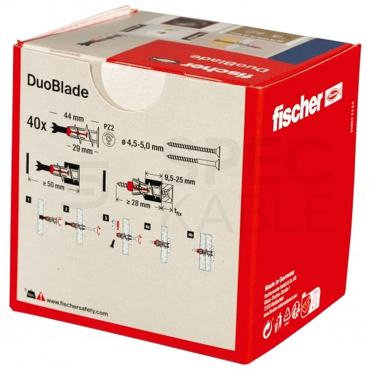 Kołki samowiercące DuoBlade 44mm do płyt gipsowo-kartonowych FISCHER 40 sztuk