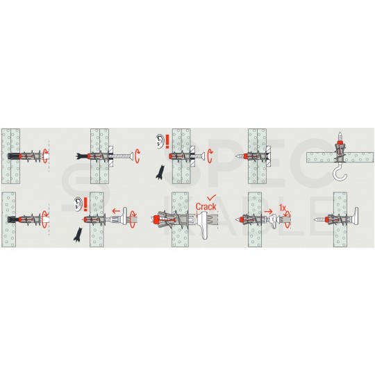Kołki samowiercące DuoBlade S 44mm z wkrętem do płyt gipsowo-kartonowych FISCHER 20 sztuk