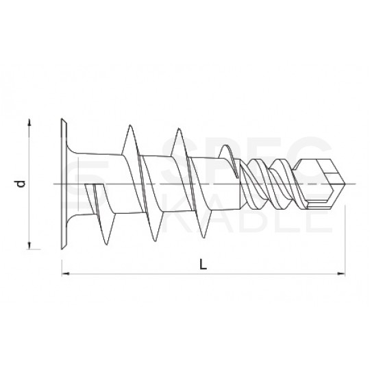 Kołki ślimakowe samowięrcące DRA01 16x36mm nylonowe do płyt gipsowo-kartonowych Koelner 100szt