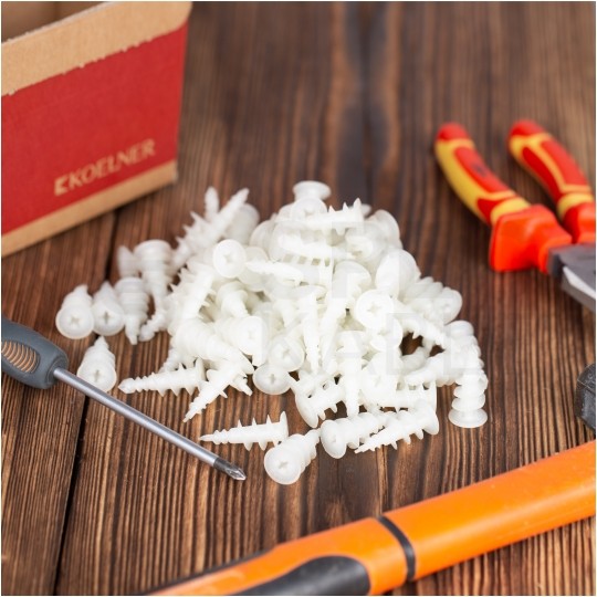 Kołki ślimakowe samowięrcące DRA01 16x36mm nylonowe do płyt gipsowo-kartonowych Koelner 100szt