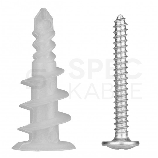 Kołki ślimakowe samowięrcące DRA01 16x36mm nylonowe z wkrętem 3,9x32mm do płyt gipsowo-kartonowych Rawlplug 100szt