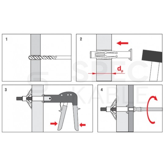 Kołki stalowe typu MOLLY M4x38mm do płyt G-K i wiórowych KLIMAS 6szt
