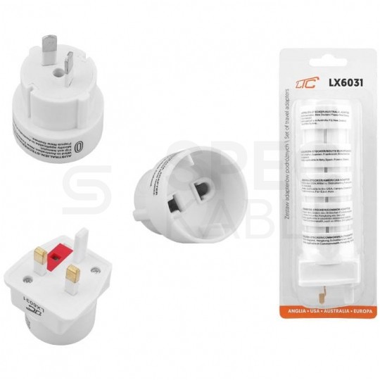 Komplet podróżny 5 adapterów zasilania (ANGLIA, USA, EUROPA, AUSTRALIA) LTC