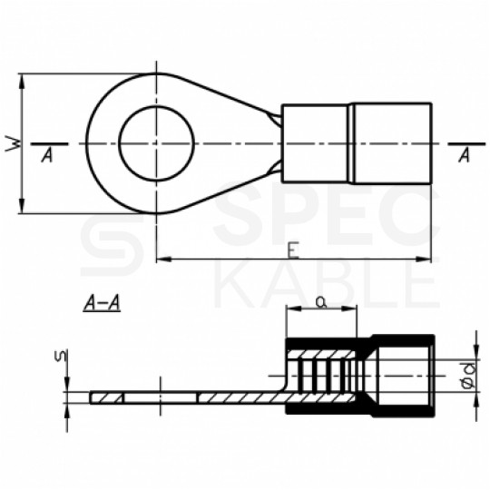 Końcówka oczkowa izolowana typ KOE DIN 35mm2 / M8 miedziana cynowana galwanicznie czerwona ERKO