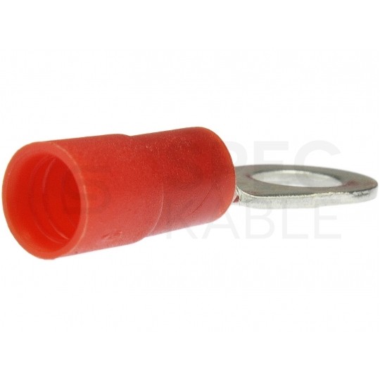 Końcówka oczkowa izolowana typ KOE DIN 35mm2 / M8 miedziana cynowana galwanicznie czerwona ERKO