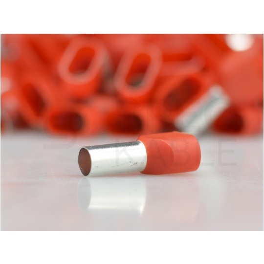 Końcówka tulejkowa izolowana podwójna typ HI / TE DIN 2x 1,0mm2 / 8mm miedziana cynowana galwanicznie czerwona Elpromet 100szt.