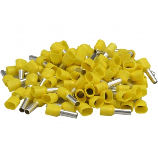 Końcówka tulejkowa izolowana podwójna typ HI / TE DIN 2x 6,0mm2 / 14mm miedziana cynowana galwanicznie żółta Elpromet 100szt.