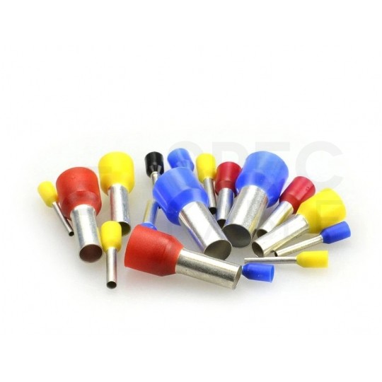 Końcówka tulejkowa izolowana typ HI / TE DIN 1,0mm2 / 8mm miedziana cynowana galwanicznie czerwona ERKO 100szt.