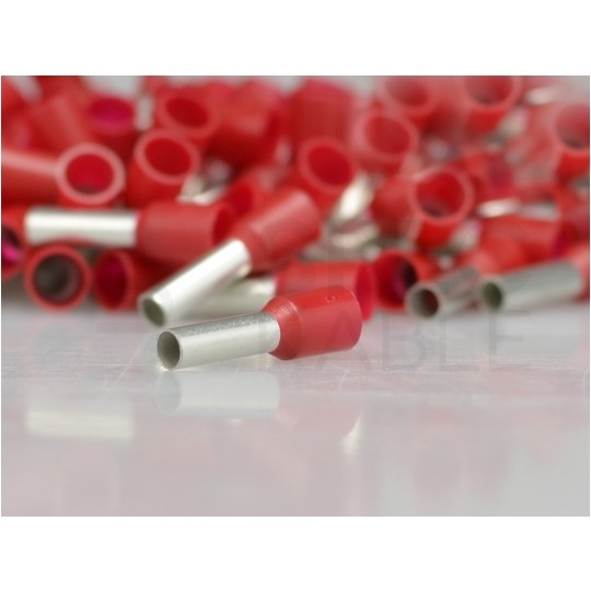 Końcówka tulejkowa izolowana typ HI / TE DIN 10mm2 / 18mm miedziana cynowana galwanicznie czerwona Elpromet 100szt.