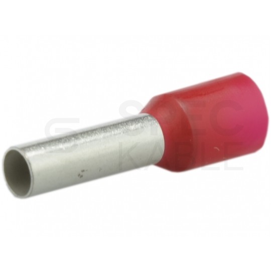 Końcówka tulejkowa izolowana typ HI / TE DIN 10mm2 / 18mm miedziana cynowana galwanicznie czerwona Elpromet 100szt.