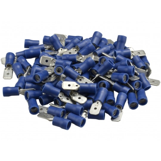 Końcówka wsuwkowa przewodowa izolowana typ WI 6,3/2 niebieska konektor męski ERGOM 100szt.
