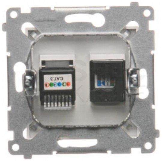 KONTAKT-SIMON 54 Gniazdo komputerowe 1xRJ45 kat.5e + telefoniczne RJ12 białe