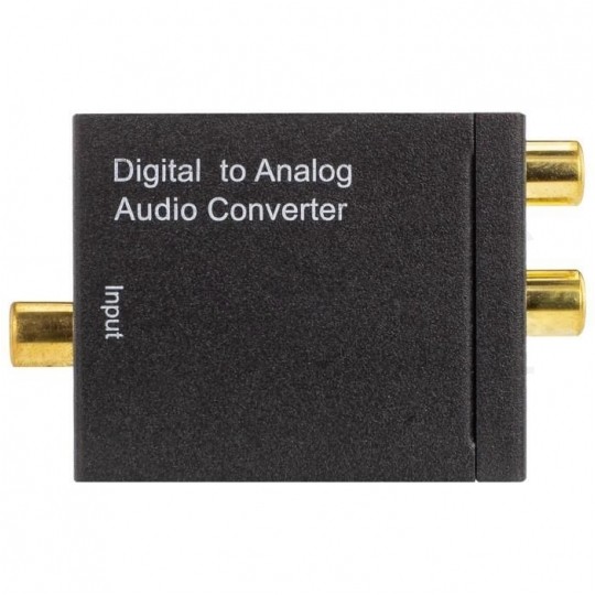 Konwerter Audio cyfrowo-analogowy RCA Cinch / TOSLINK -> 2x RCA Cinch aktywny (gniazdo DC 5V 2A) czarny