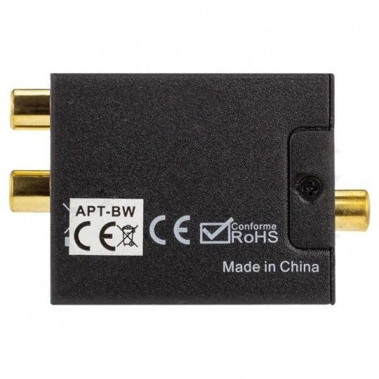 Konwerter Audio cyfrowo-analogowy RCA Cinch / TOSLINK -> 2x RCA Cinch aktywny (gniazdo DC 5V 2A) czarny