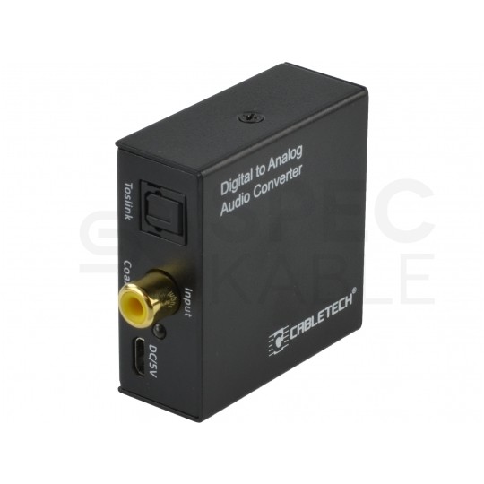 Konwerter Audio cyfrowo-analogowy RCA Cinch / TOSLINK -> 2x RCA Cinch / mini Jack 3,5mm aktywny czarny